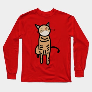 Gold Cat Thick Black Line Drawing Long Sleeve T-Shirt